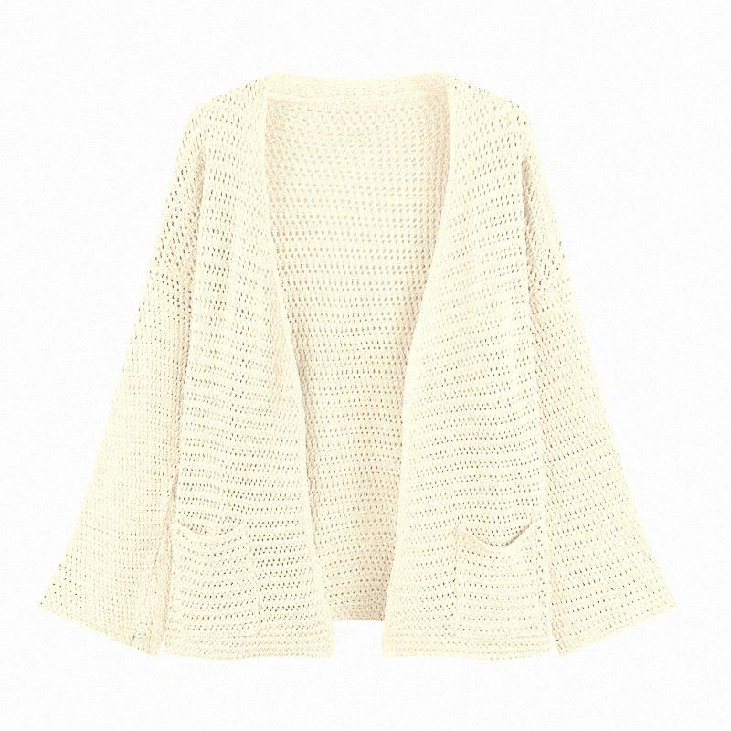 Летний женский тонкий ажурный кардиган с карманами, вязаный, верхняя одежда, нишевый дизайн, горячая девушка, солнцезащитная шаль, топ, пальто
