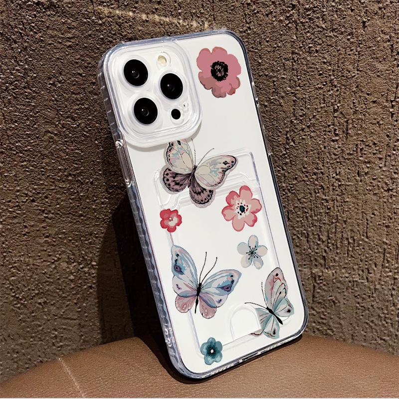 Силиконовый чехол-карман для карт для Tecno Spark 10 Infinix Note 30 Oppo A60 A3 A5 Pro Samsung A06 A16 A36 A56 Обложка Прозрачный бампер для телефона