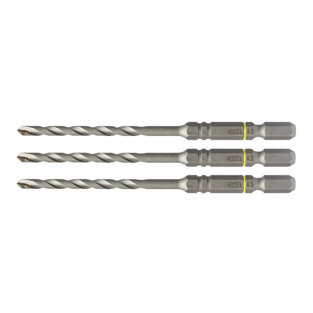 VESSEL Concrete Drill Bit Set Cushion Drill Set 4.3mm 3-Piece ACD-3S-4.3