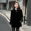 New Mink Coat Women's Whole Mink with Hat Combination Mink Mid Length Fit Imitation Fur Coat