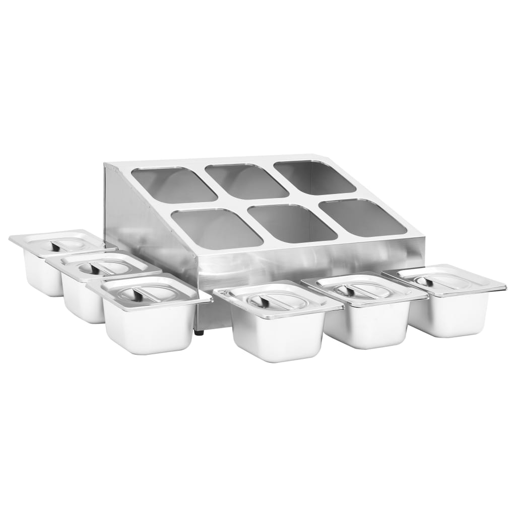 Gastronorm Stand with 6 GN 1 6 Containers Stainless Steel