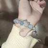 Браслет-цепочка со звездами и кисточками для женщин, фантазийные синие хрустальные бусины, эластичный веревочный браслет, лучшие подарки для друзей