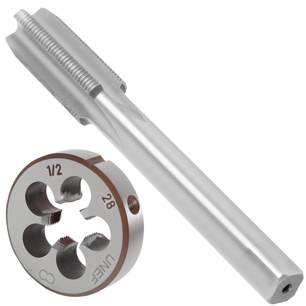 2Pcs Tap and Die Set High Speed Steel Machine Thread Tap and Round Threading Die for Processing Machinery Assembly Maintenance