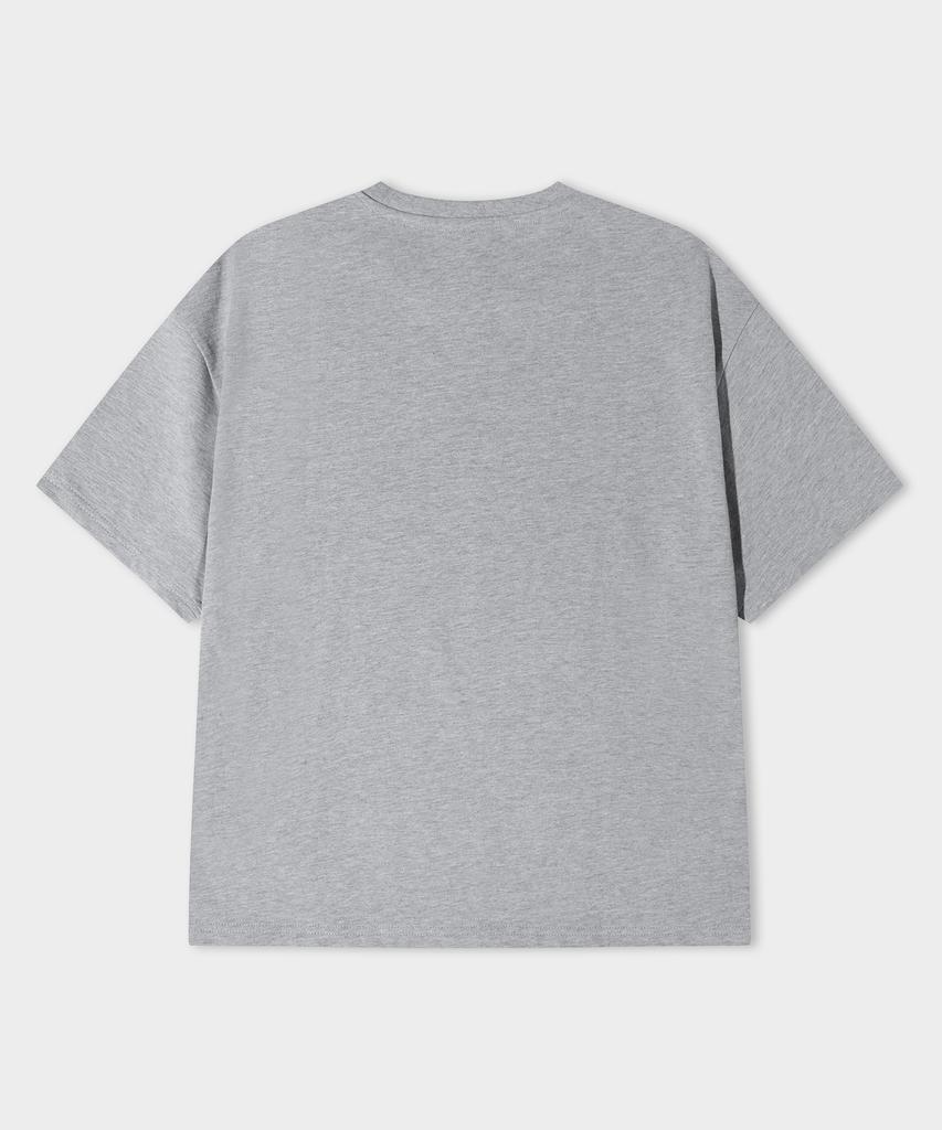 LEMAIN SECOND Crop Plain Oversized Short Sleeve T-Shirt [Melange Gray]