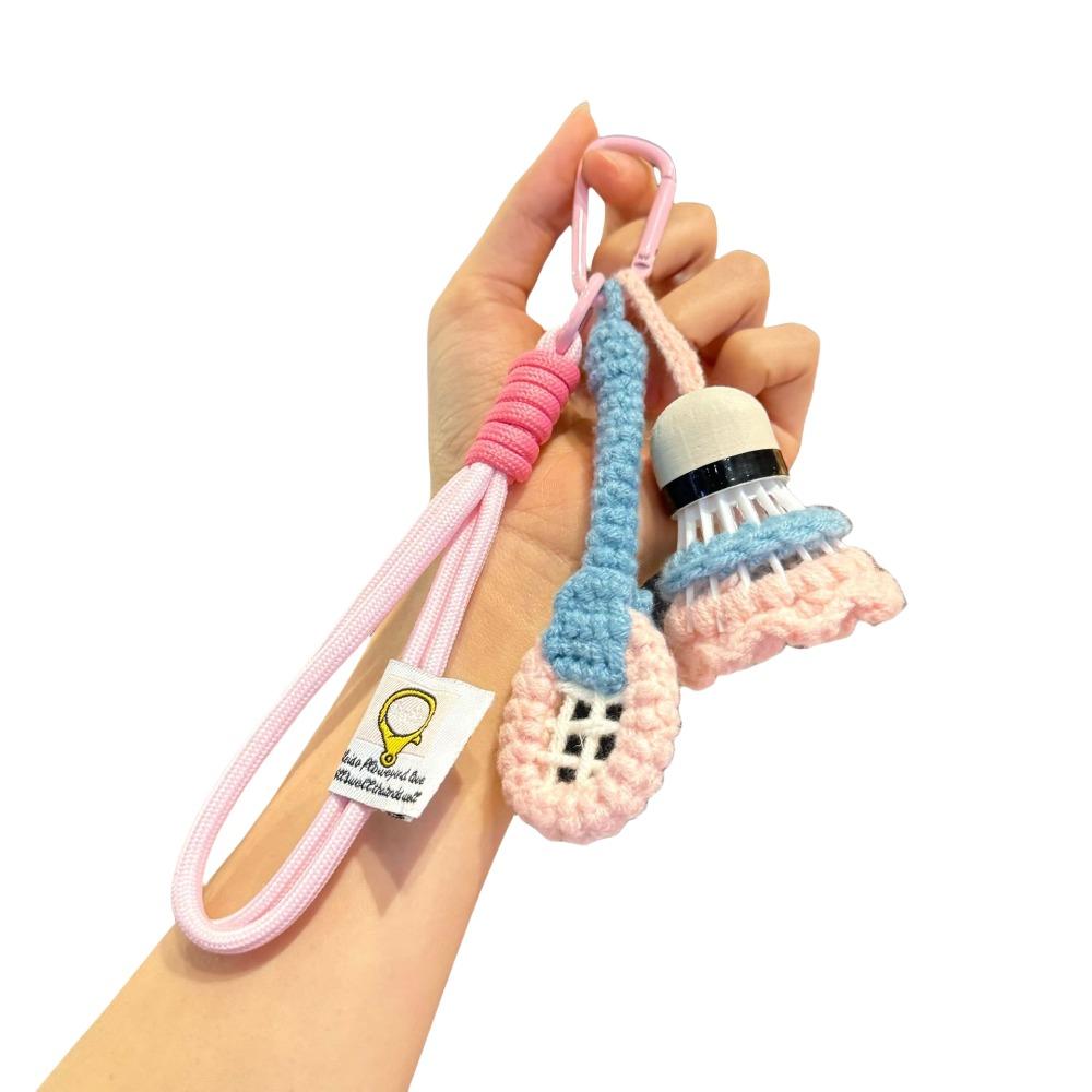 Мини Крючок Брелок для Бадминтона Яркий Цвет Брелок для Ключей Машины Вязаный Подвеска Бадминтон Декор для Рюкзака