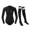 Women 2mm Neoprene Wetsuit Diving Bikini Suit Brief & Fin Socks Black S