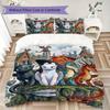 How to Train Your Dragon Pattern Bedding uilt Set uilt Cover Pillowcase Home Decoration Birthday Gift (1 * duvet cover + 2 * pillowcase without core)