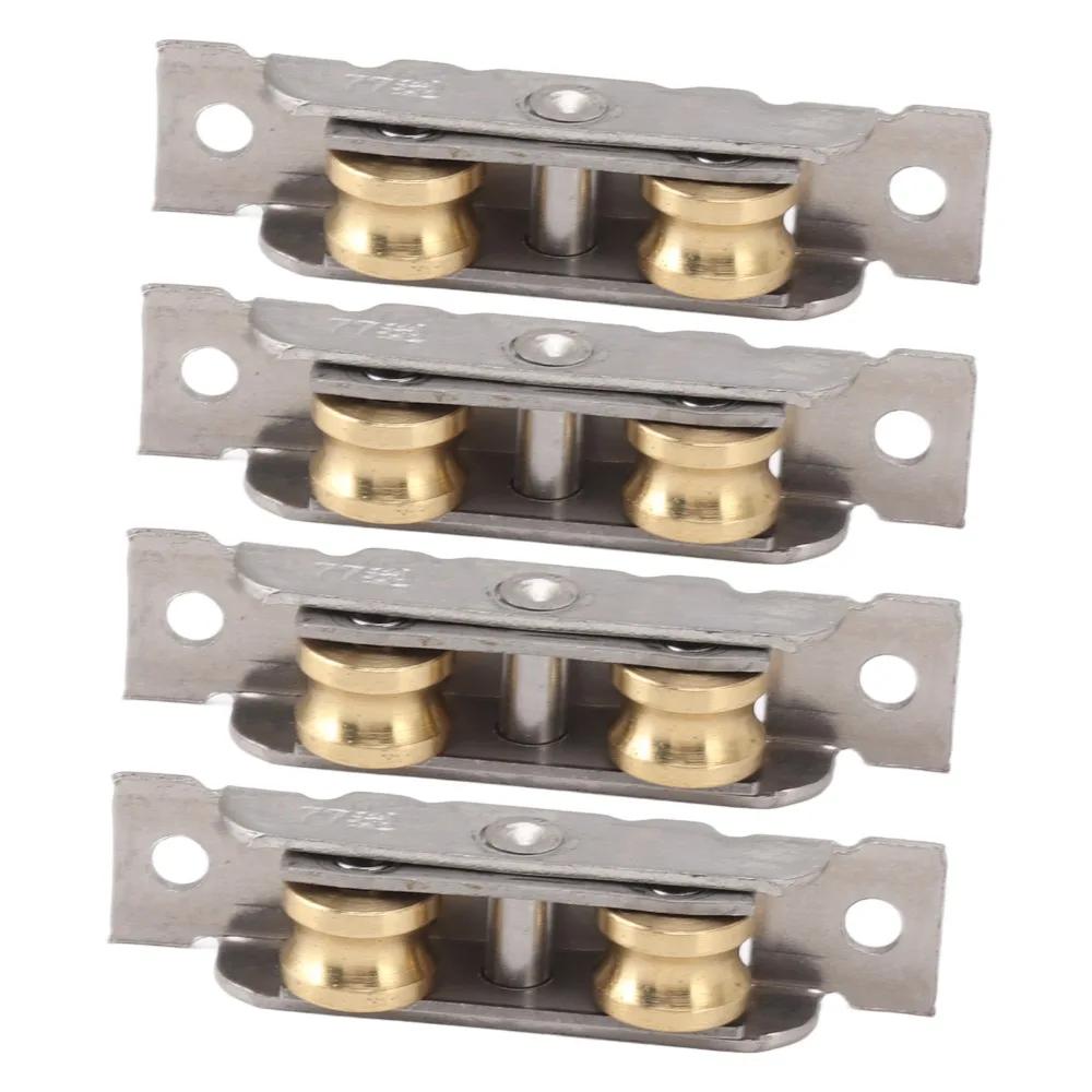 4 шт. Двойные ролики Ролик для раздвижной двери Тандемные ролики Нержавеющая сталь Роликовая сборка для раздвижной двери патио с винтами