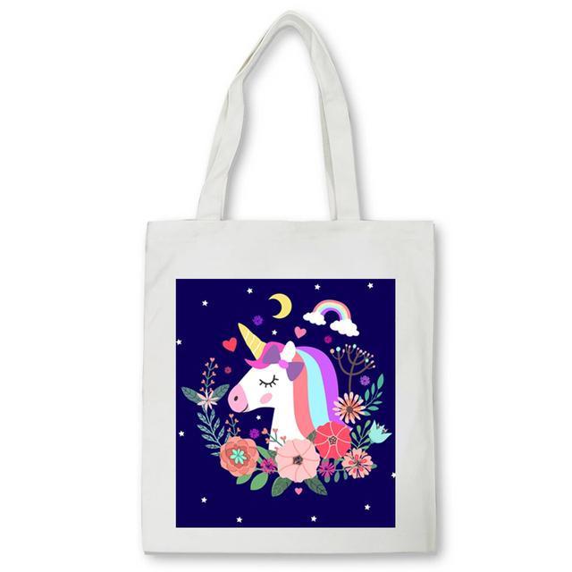 Dabbing Unicorn Panda Anime Shopper Bag Teenage Students Reusable Canvas Bag Handbag Bag Women's Shoulder Tote Bag Bolsas