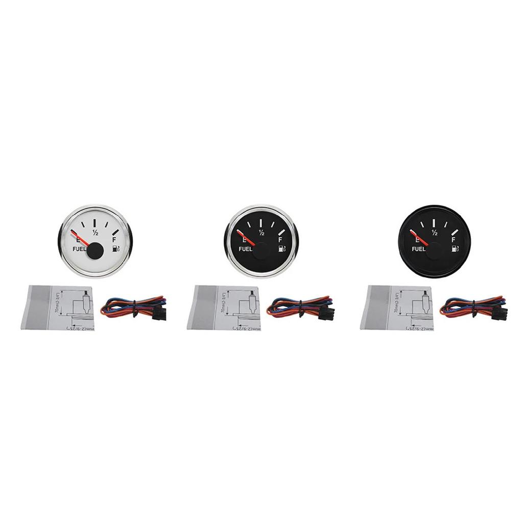52mm 0-90ohm Signal Fuel Level Gauge Waterproof Dustproof with Red Backlight for Motorcycle Car Boat Universal 12V 24V