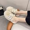 Women's Cotton Slippers 2024 New Plush Warm Women's Slippers Baotou Thick Bottom Belt Buckle Ladies Half Slippers Zapatos Mujer