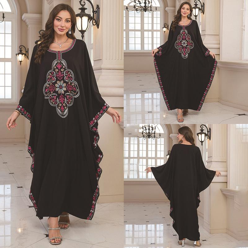 2025 European & American Cotton Embroidered Beach Cover-up Robe Style Dress