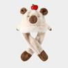 Movable Ears Capybara Hooded Scarf Windproof Plush Hat Scarf Set  Boys/girls