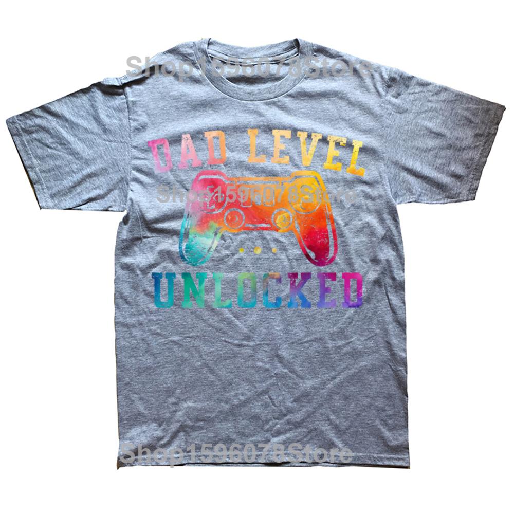 Забавный уровень папы разблокирован Подарки для будущего папы Футболки на День отца для геймеров Уличная одежда с коротким рукавом Подарки на день рождения Футболка Мужская