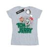 Tom And Jerry Womens/Ladies Christmas Greetings Cotton T-Shirt