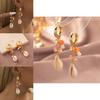 Elegant Geometric Gold-plated Copper Shell Mushroom Pendant Earrings For Women