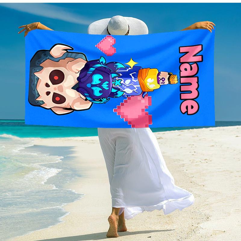 Personalized customized proof beach towel with Game Blox Fruits pattern - soft, absorbent, quick-drying, perfect swimming, camping&bathing