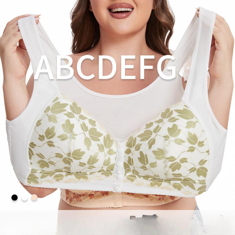 A-G Cup 36-52 Extra Large Size Bra Without Steel Ring Tank Top Style Gold Edge Lace Front Button Underwear