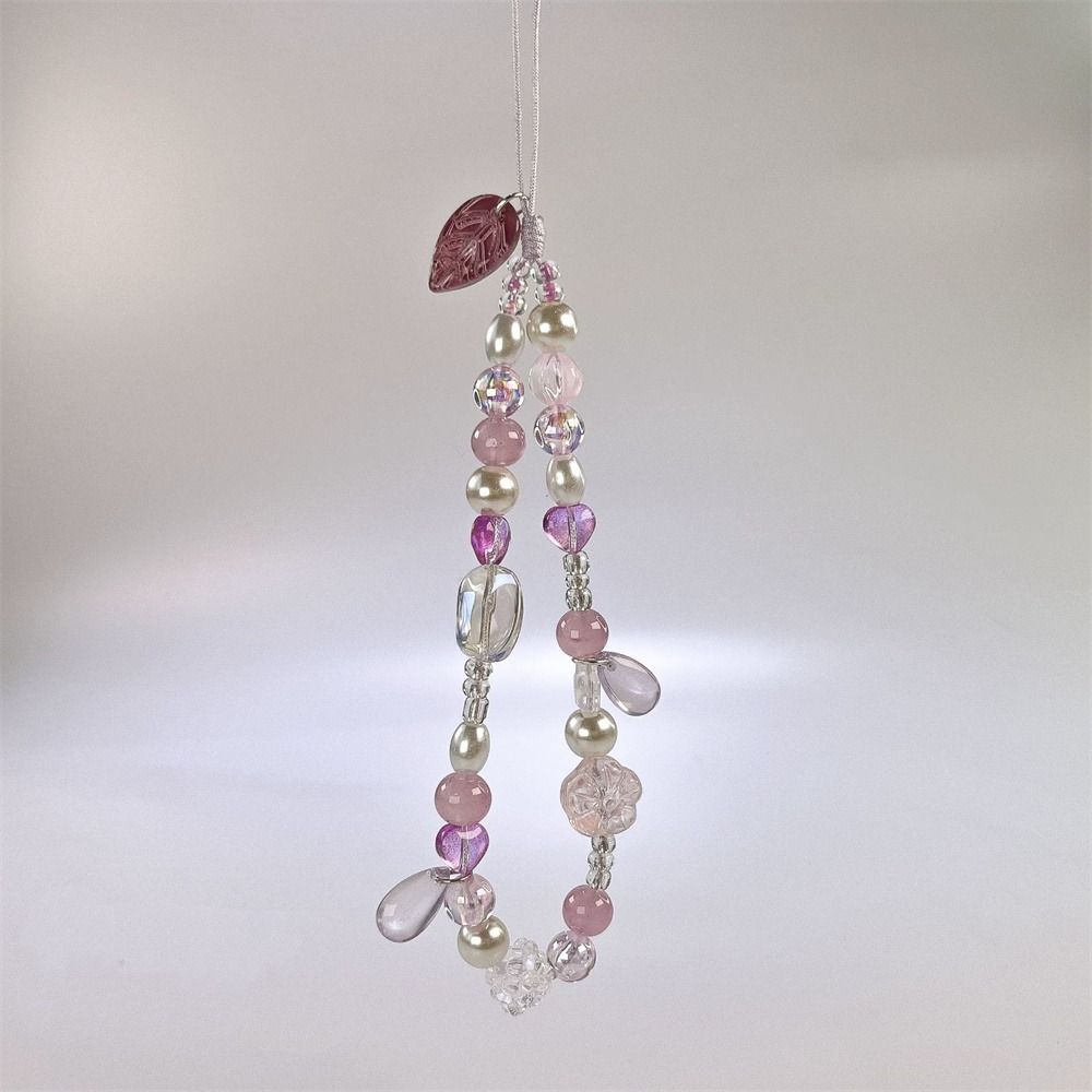 Y2K Silver Phone Lanyard Clear Star Beads Phone Chain Cell Phone Strap Bracelet Keychain