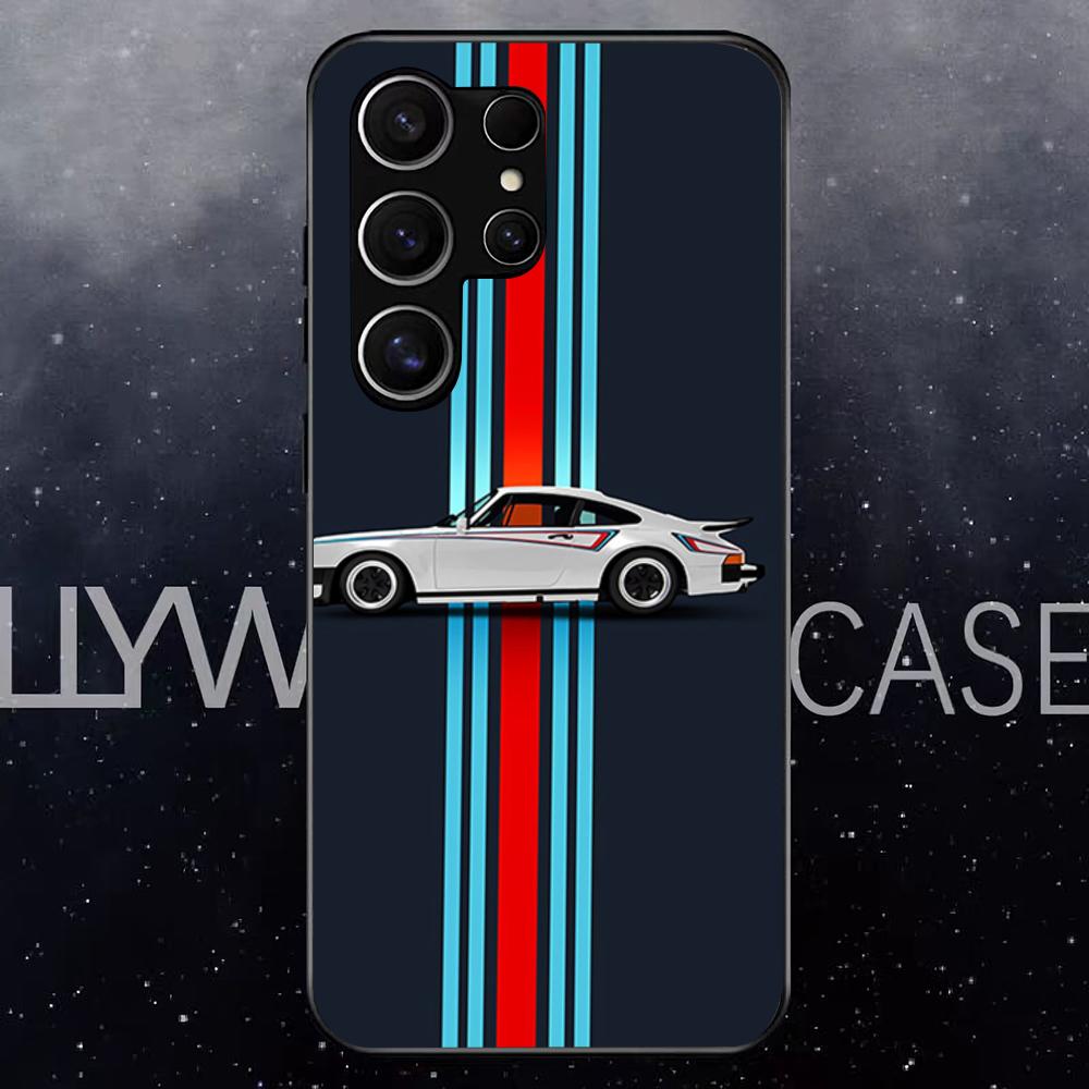 Чехол для телефона Racing M-Martini-ES для Samsung S25 Edge Ultra S23 S22 S21 S20 Ultra Plus S24 Fe A54 A53 A25 Стеклянная крышка