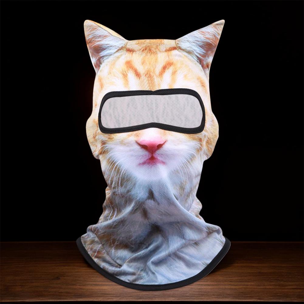 3D Балаклава с кошкой, милая балаклава с принтом животного и ушками, мотоциклетный головной убор, многофункциональная маска-капюшон на все лицо, велосипедный головной убор