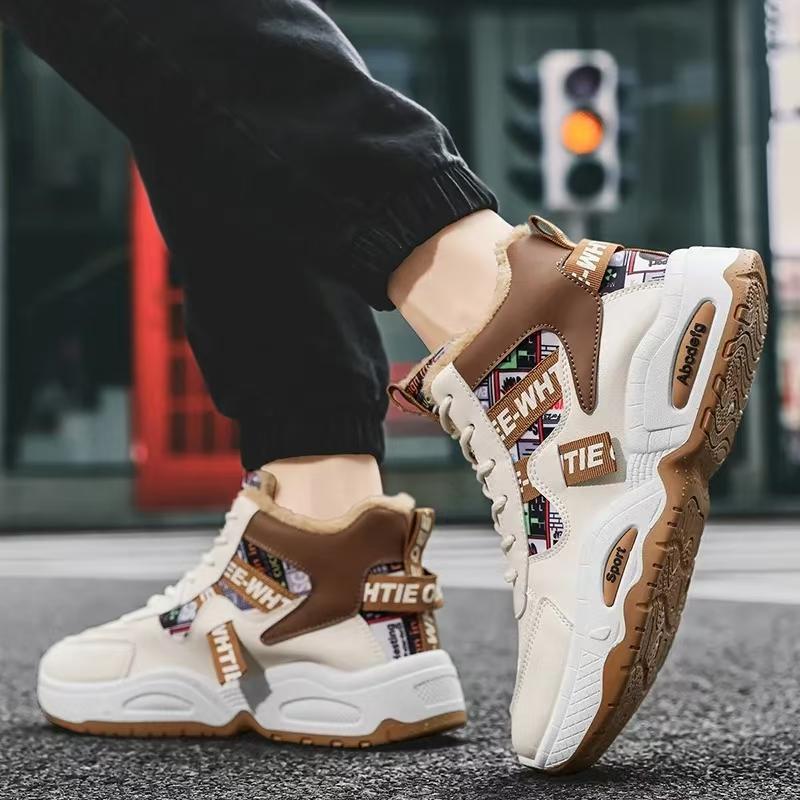 Мужская обувь, кроссовки 2024 года, зимняя теплая хлопковая обувь, мужская стильная обувь из бархата, дизайнерская обувь на платформе, спортивная обувь для активного отдыха с высоким верхом