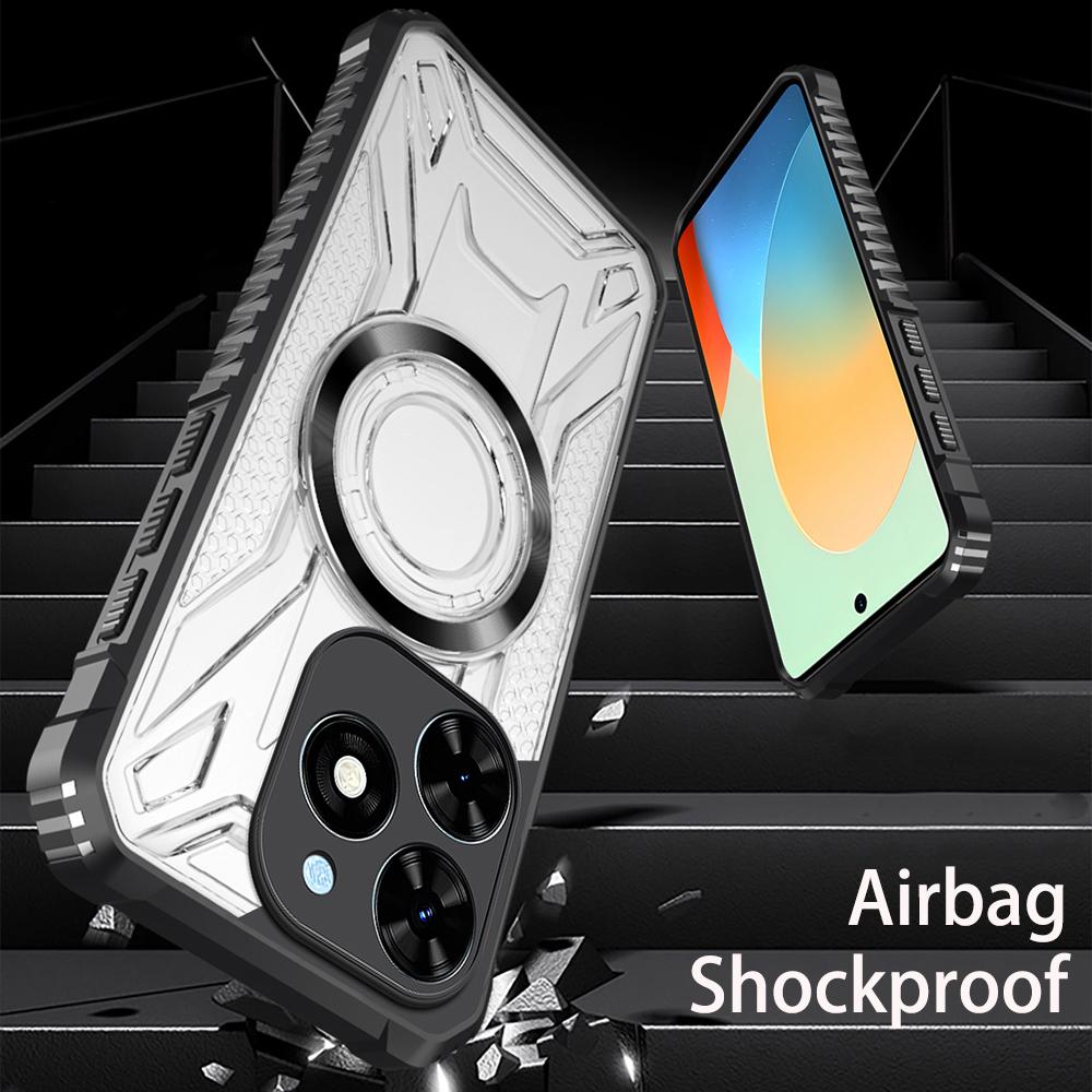 KEYSION Прозрачный магнитный чехол для Redmi Note 14 5G Мягкий силикон+ПК Сверхпрочный противоударный чехол на заднюю панель телефона для Redmi Note 14 4G