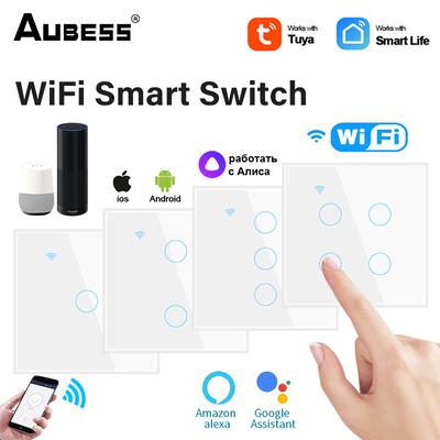 Tuya WiFi Smart Light Switch Требуется нейтральный провод 1 2 3 4 Gang Touch Sensor Smart Wall Switch Голосовое управление Alexa Google Home