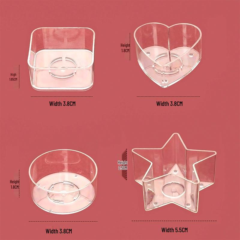 High Transparency Handmade Plastic Tealight Cups - Flame Retardant, Small Shell, Round, Square, Heart, Star Shapes, Single Pack