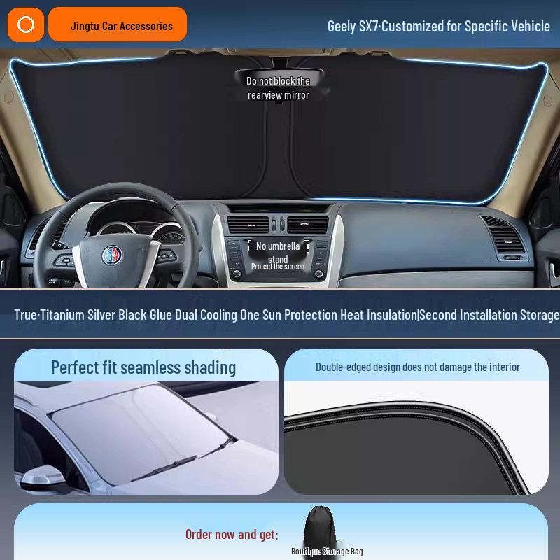 Автомобильный солнцезащитный козырек Geely: Теплоизолирующая шторка на лобовое стекло для 25 моделей, включая Xingyue L, Xingyuan, Xingrui, Emgrand, Boyue L и Panda MINI.