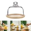 Bamboo Cake Stand with Dome Bread Display Serving Platter Dessert Plate for Desserts Shop