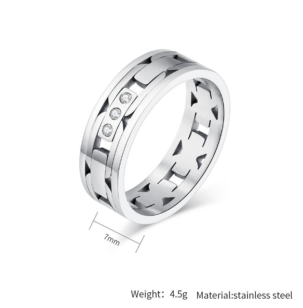 Серебряное простое кольцо для пары, модное полое дизайнерское кольцо из титановой стали для мужчин и женщин, инкрустированное цирконием, свадебные украшения, аксессуары