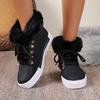 Women's Winter Casual Leather Boots with Long Fur Lining - Warm, Fleece-Lined, Plus Size, Short Shaft Snow Boots