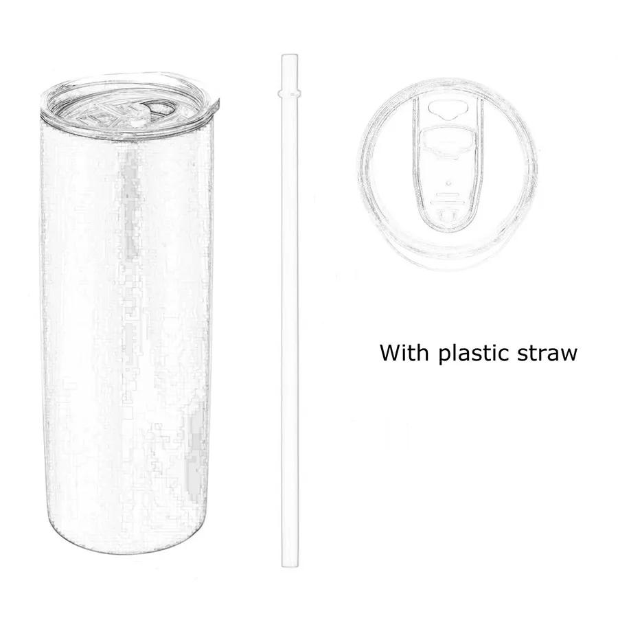 20 унций сублимационные узкие стаканы прямые пустые кофейные кружки из нержавеющей стали с крышкой и пластиковой трубочкой многоразовые чашки-непроливайки Ya741