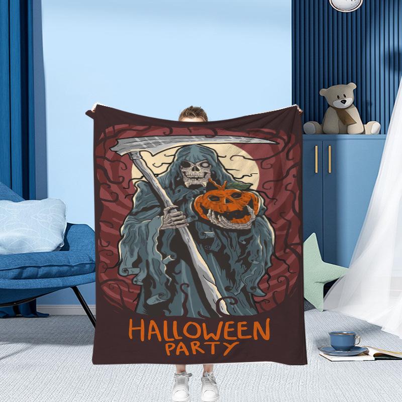 Halloween Pumpkin Head Series Printed Blanket for Sofa Bed Travel Camping Living Room Office Conditioning Blanket