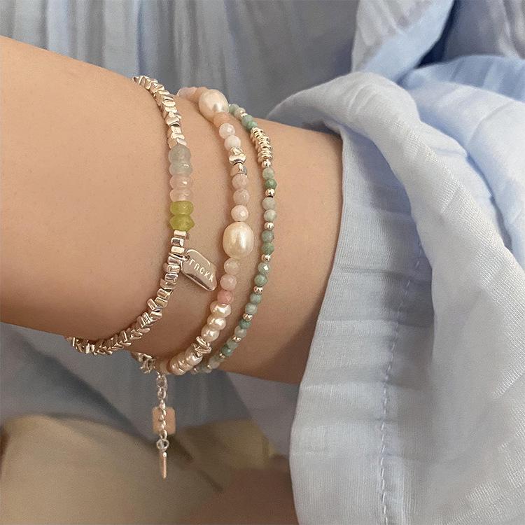 Женский ретро браслет с кристаллами, жемчугом и серебром - Простой, Универсальный, Модный