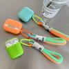 Для Airpods 2 Pro 1 3 чехол для наушников флуоресцентный оранжевый зеленый чехол для ключей с веревкой милый мягкий силиконовый однотонный чехол для наушников