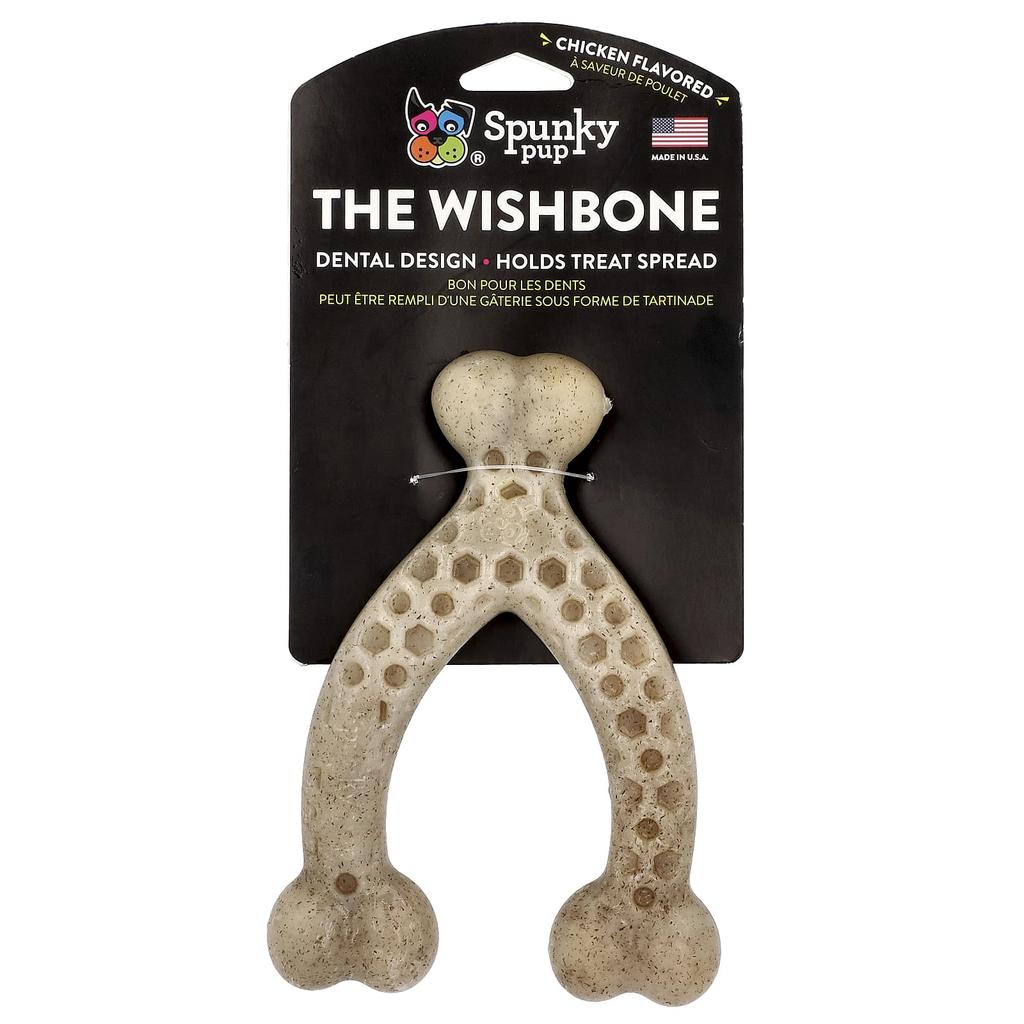 Spunky Pup Wishbone, Chewable Toy, Large, Chicken, 1 Toy