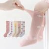 1 Pair Summer Baby Girl Sock Cartoon Bear Aesthetic Floral Knee High Sock for Toddler Girl Soft Cotton Mesh Breathable Sock