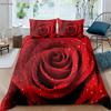Подарок на День святого Валентина Романтичный Ретро Красная Роза 3D Принт Пододеяльник Комплект Постельного Белья Пододеяльник Наволочка Набор из Трех Предметов
