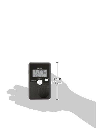Seiko Часы DA208K, Радиоуправляемый цифровой будильник с двуязычным голосовым будильником и сигналом времени, POCKETTALK Черный металлик