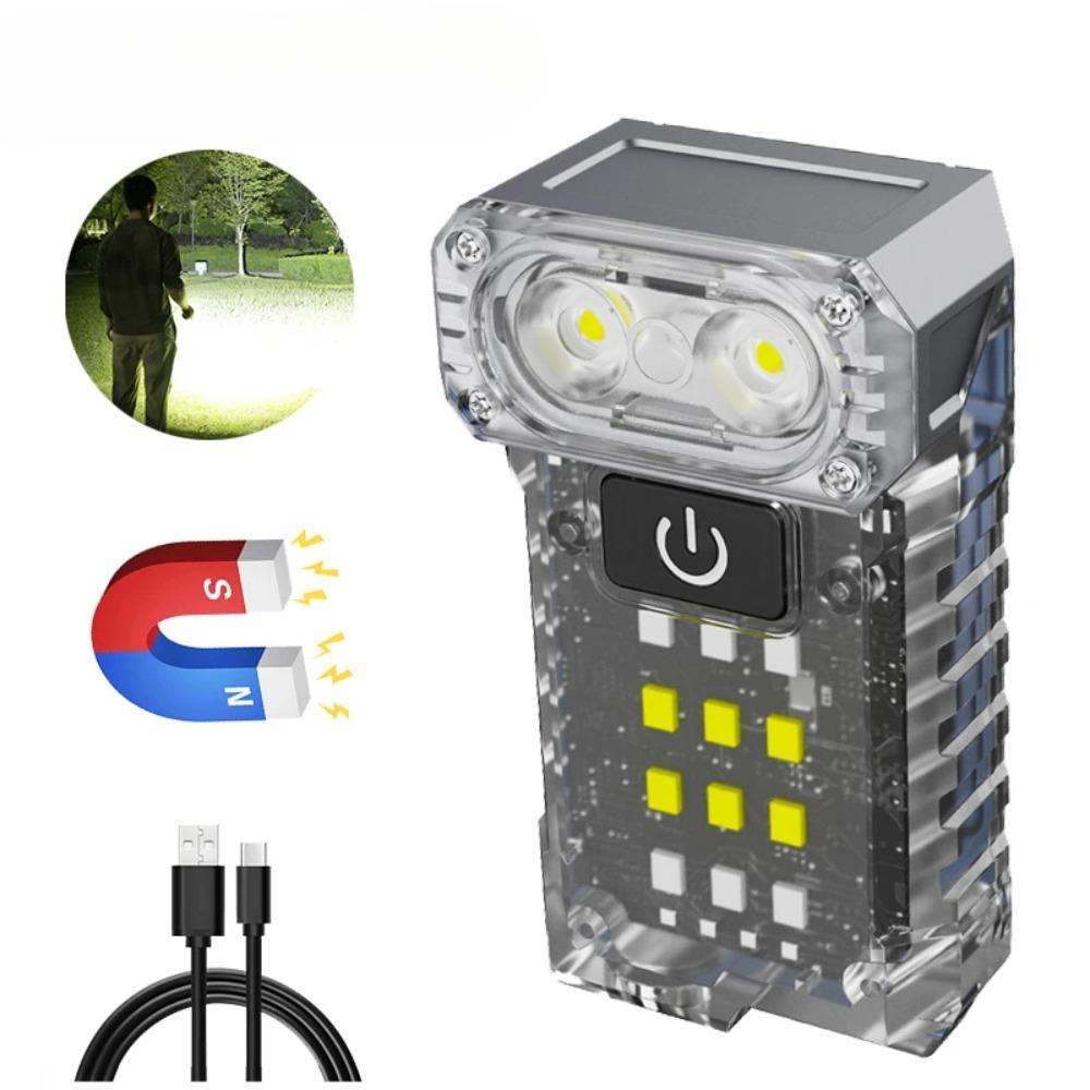 3 шт. Светодиодный вращающийся мини-фонарик-брелок, USB-зарядка, свет-клипса для шляпы, 6000 лм, карманный аварийный фонарь для кемпинга, рыбалки, прогулок