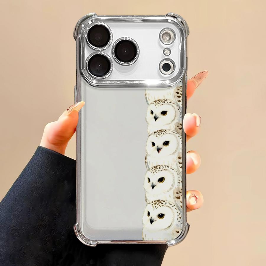 Phone Case for iPhone 13 12 11 Pro Max 17 Air 16e 16 15 14 Plus Clear Cover Panda Owl