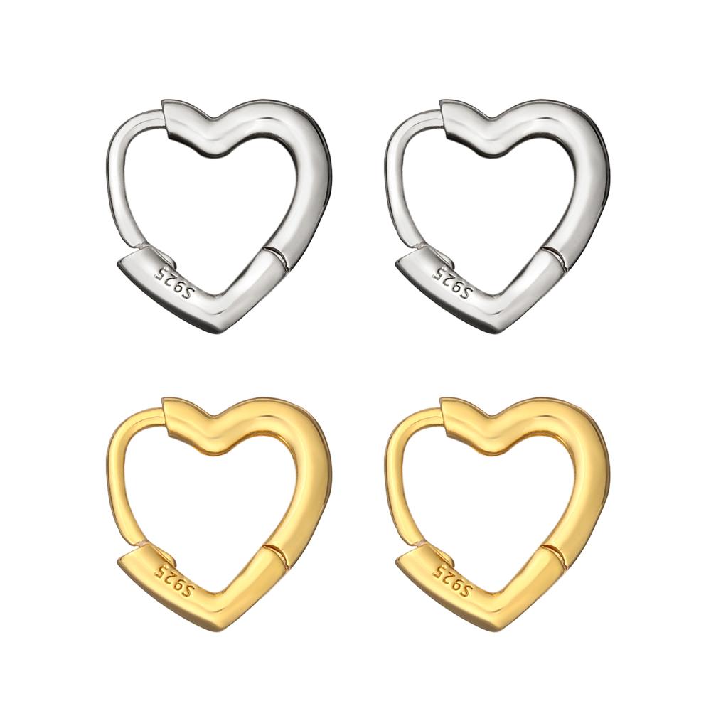 Women Gift Small S925 Studs Hoop Earrings Hypoallergenic Heart Shaped