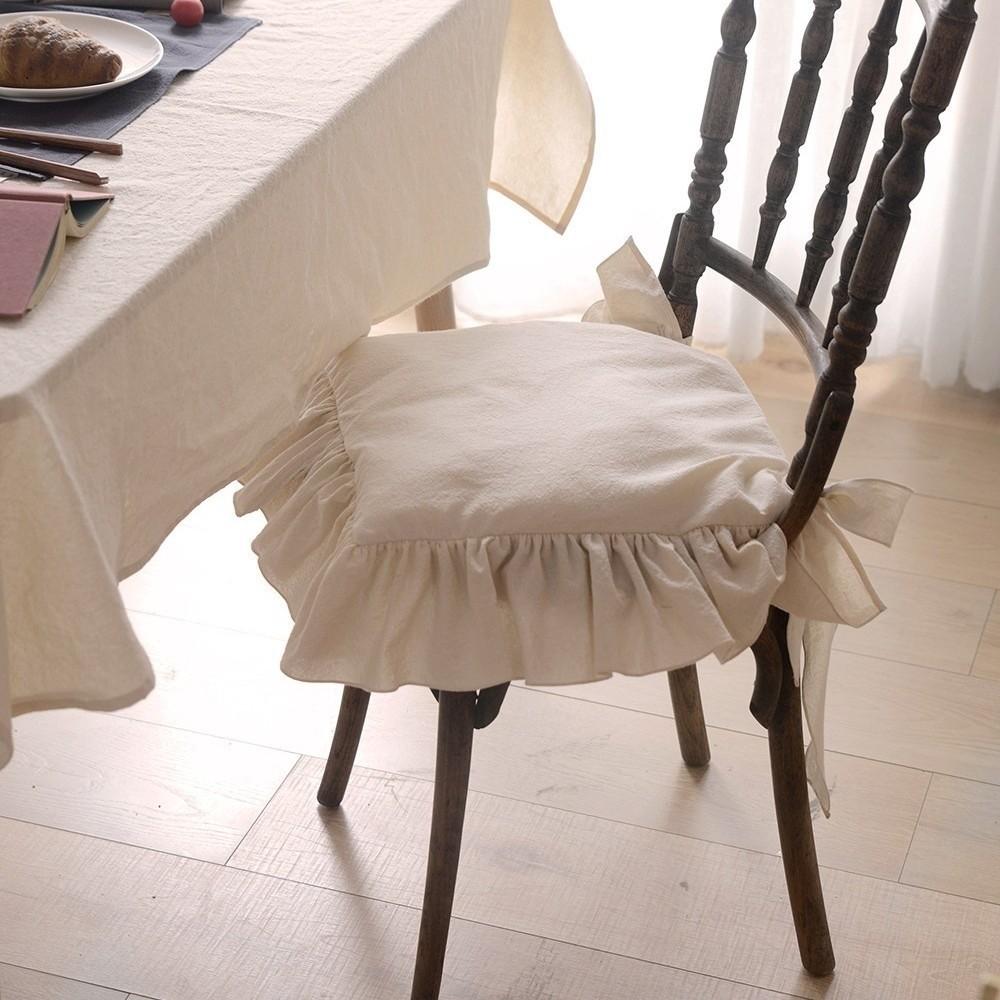 Soft Ruffled Chair Cover with Ties Chair Slipcover Minimalist Seat Protector Dining Chair