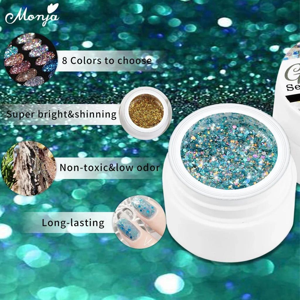monja 5 мл/банка гель для ногтей Звездный УФ-лак сияющий блеск Светоотражающие блестки отмачиваемый лак для салона DIY Маникюр Рисунок Инструменты для дизайна