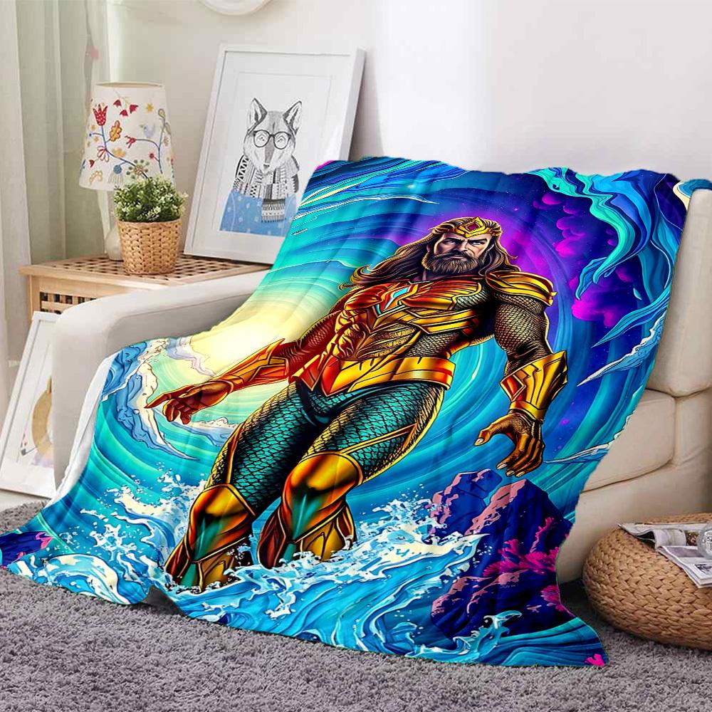 1pc Aquaman, Sea Kingdom Blanket | Polyester Fiber, All-Season Comfort for Sofa, Bed, Office, Car, Camping, Ideal Home Decor & Gift, Office Comfort yy