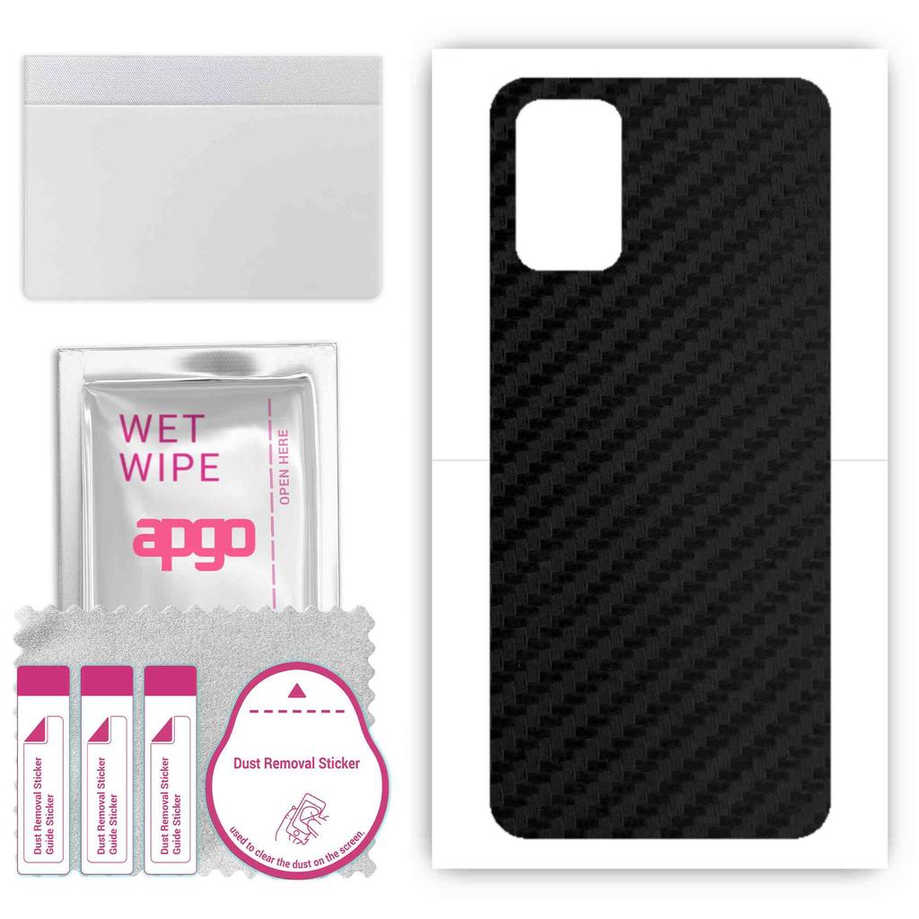 apgo Защитная наклейка-скин для задней панели, совместимая с Samsung Galaxy A03S, Пленка-обертка, Фольга, Винил - Узор Карбон Черный