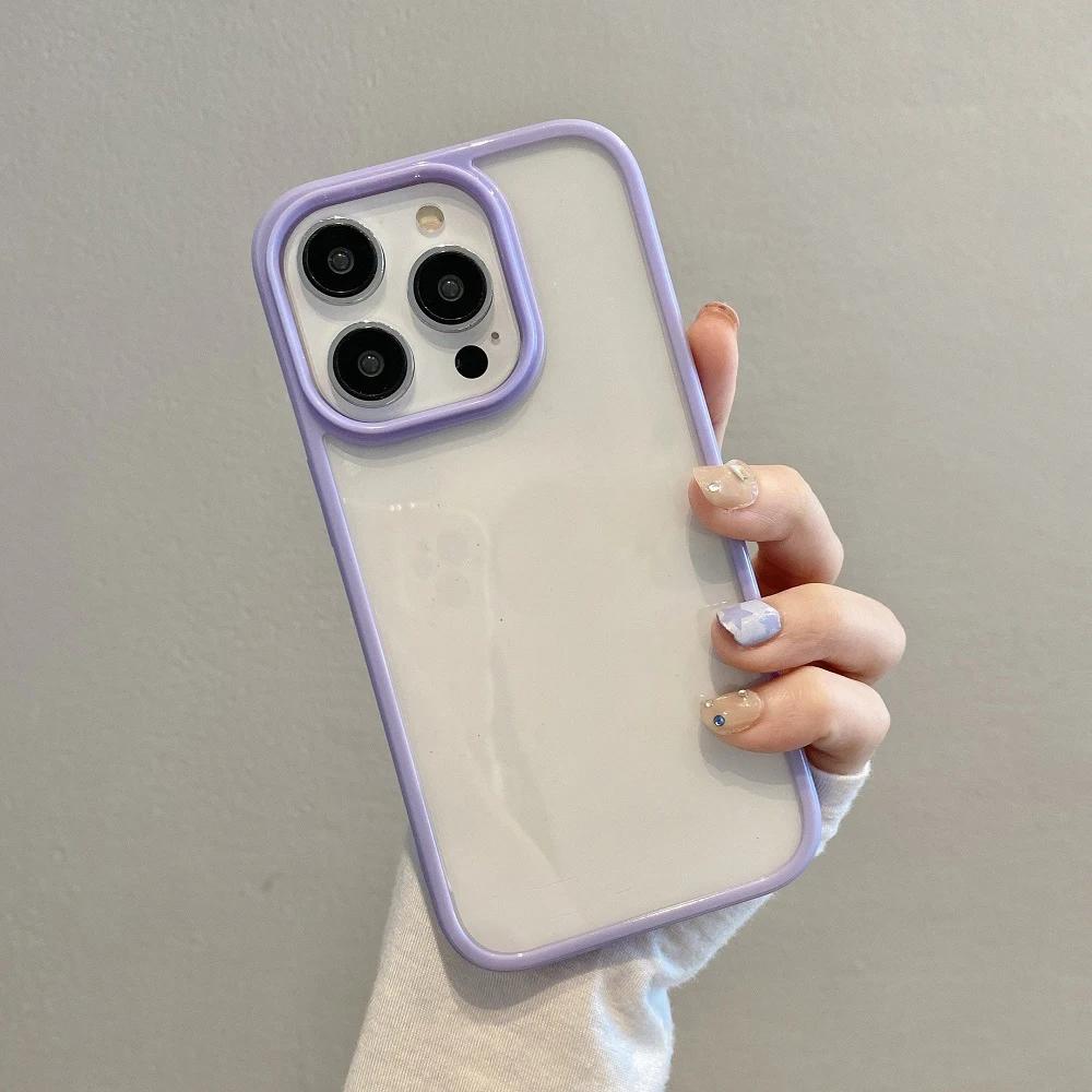 Модный прозрачный чехол-бампер цвета конфет для iPhone 15 14 13 12 11 Pro Max XR XS X Plus, мягкая противоударная задняя крышка из ТПУ
