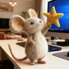Фигурка мыши из фетра ручной работы, держащая звезду, мышиное украшение, имитация крысы, статуэтка животного, скульптура, украшение для дома, офиса, для рабочего стола